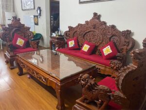 đỉnh rồng gỗ hương bàn ghế 6 món